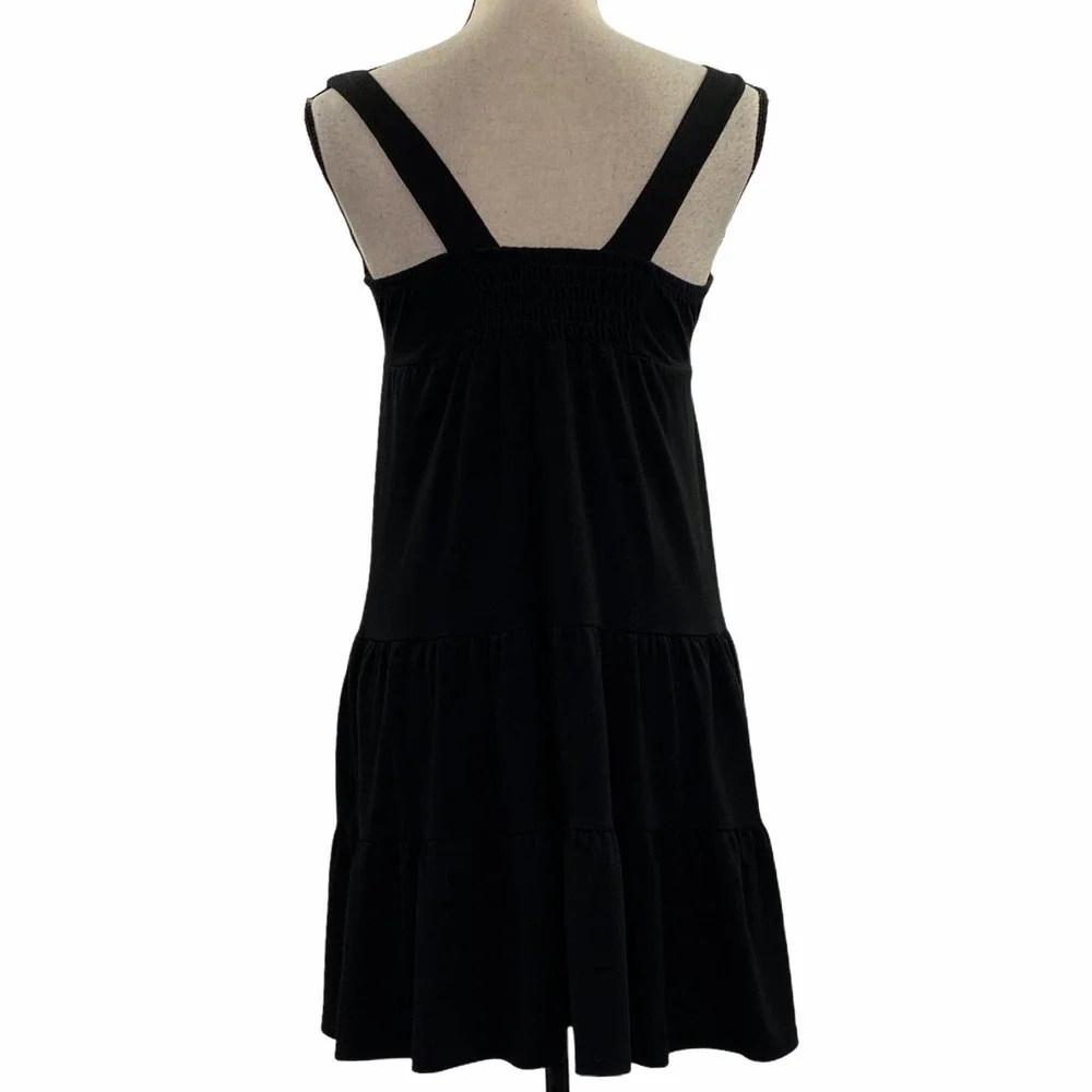 CATCH My I Black Smocked Ruffled Mini Dress Small - Picture 4 of 12